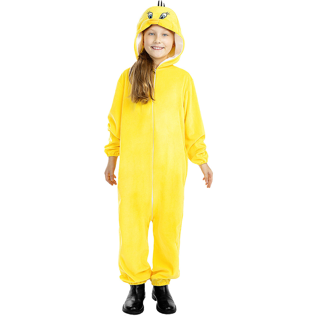 Op deze afbeelding zie je een Kostuums, van het merk Funidelia. Grappige Gele Tweety Onesie Looney Tunes Kind Kostuum