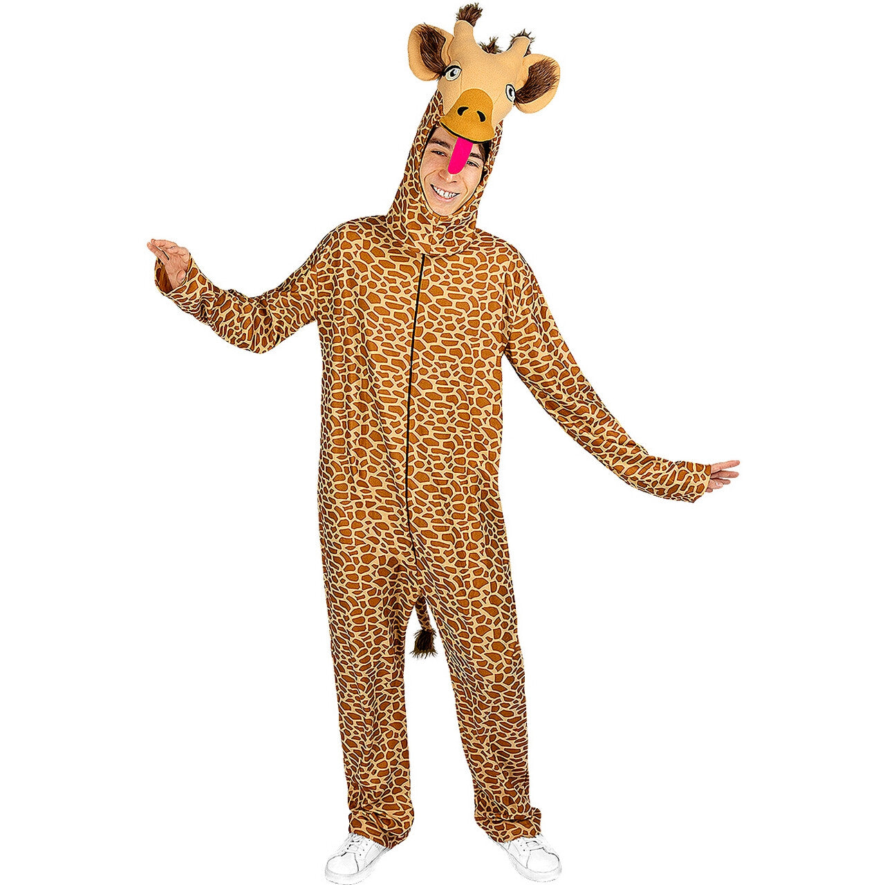 Op deze afbeelding zie je een Kostuums, van het merk Funidelia. Mega Relaxte Giraffe Onesie Kostuum