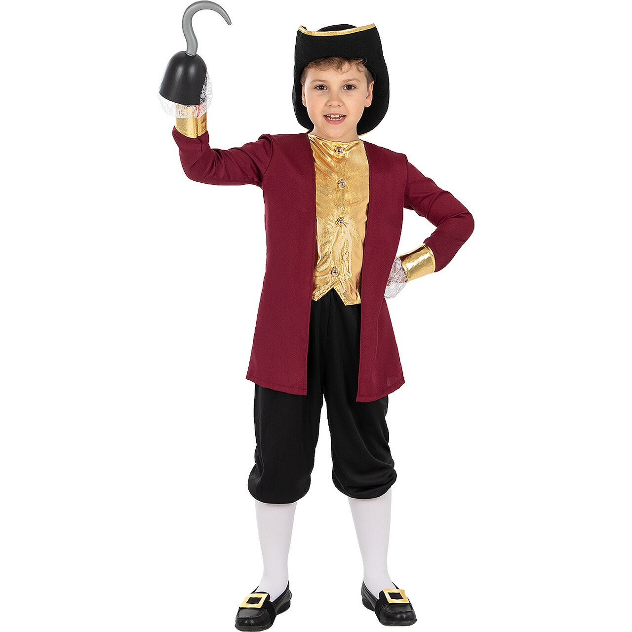 Op deze afbeelding zie je een Kostuums, van het merk Funidelia. Kapitein Goudhaak Jongen Kostuum