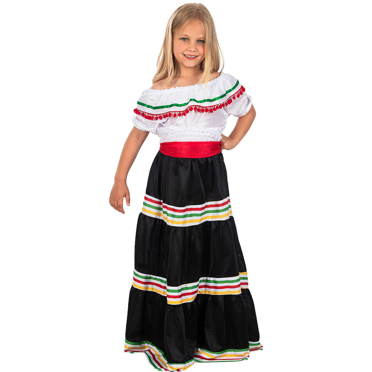 Op deze afbeelding zie je een Kostuums, van het merk Funidelia. Passievolle Bailarina De Mexico Meisje Kostuum