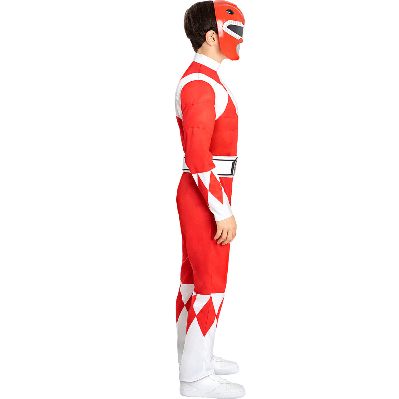 Op deze afbeelding zie je een Accessoires, van het merk Funidelia. Morphing Time Rode Power Ranger Dino Masker Kind