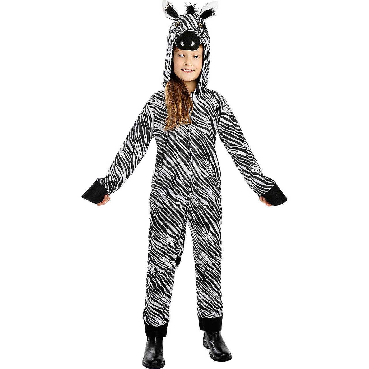 Op deze afbeelding zie je een Kostuums, van het merk Funidelia. Kijk Uit Met Oversteken Zebra Onesie Kind Kostuum