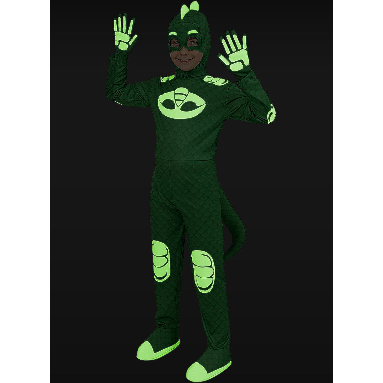Op deze afbeelding zie je een Kostuums, van het merk Funidelia. Deluxe Gekko Pj Masks™ Kind Jongen Kostuum