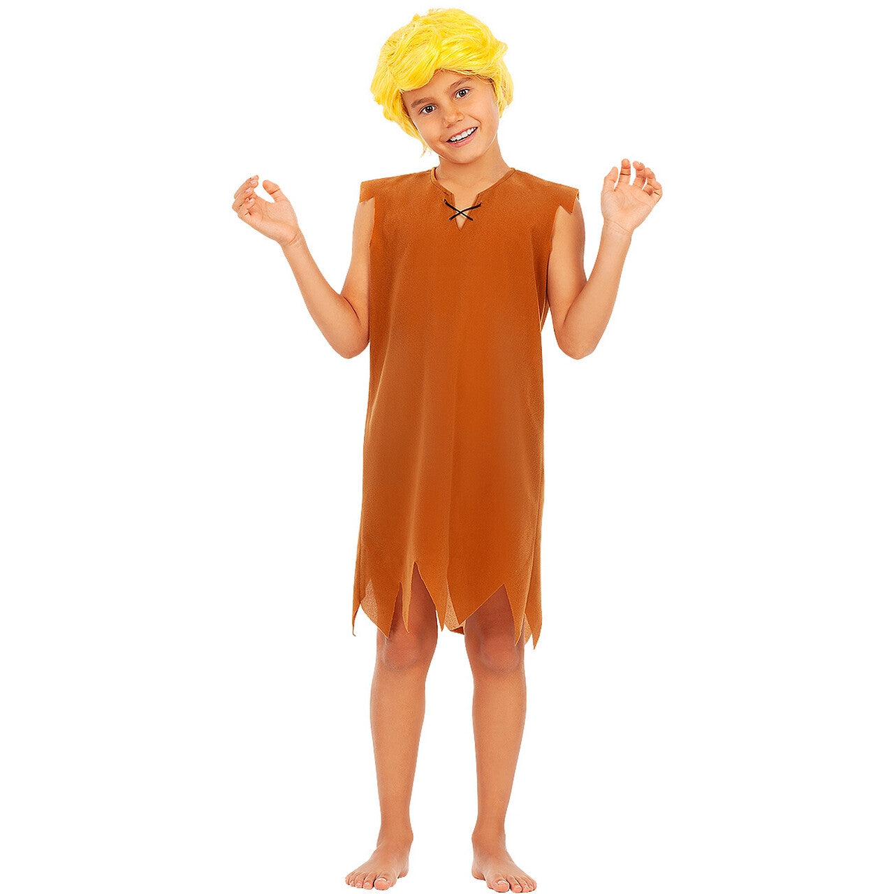 Op deze afbeelding zie je een Kostuums, van het merk Funidelia. Barney™ Rubble Flinstone™ Kind Jongen Kostuum