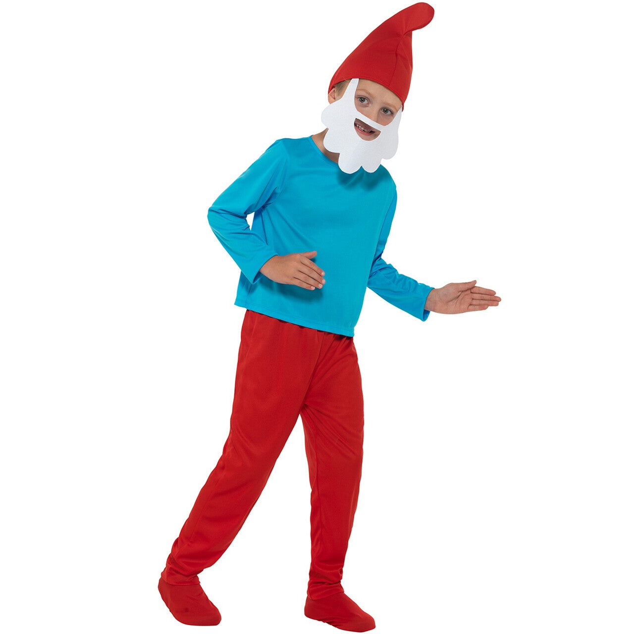 Op deze afbeelding zie je een Kostuums, van het merk Funidelia. Grote Smurf Blauwe Leider Met Staart Jongen Kostuum