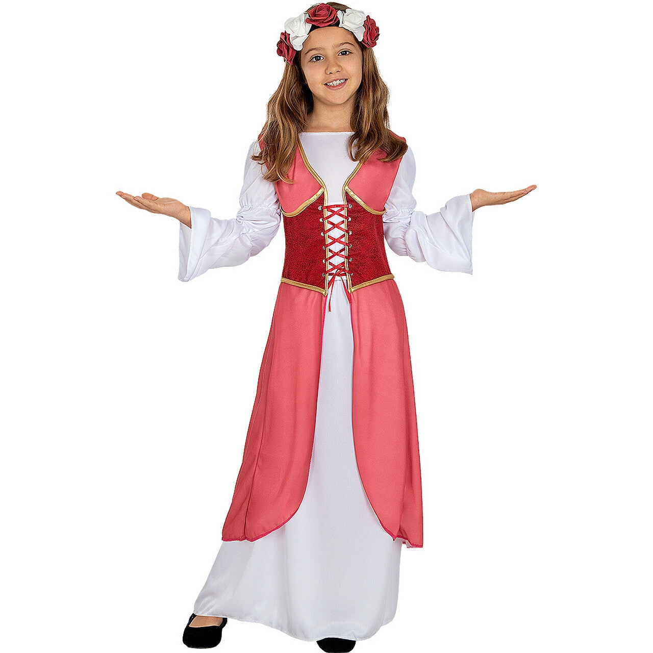 Op deze afbeelding zie je een Kostuums, van het merk Funidelia. Schone Middeleeuwse Bloemen Prinses Fleur Meisje Kostuum