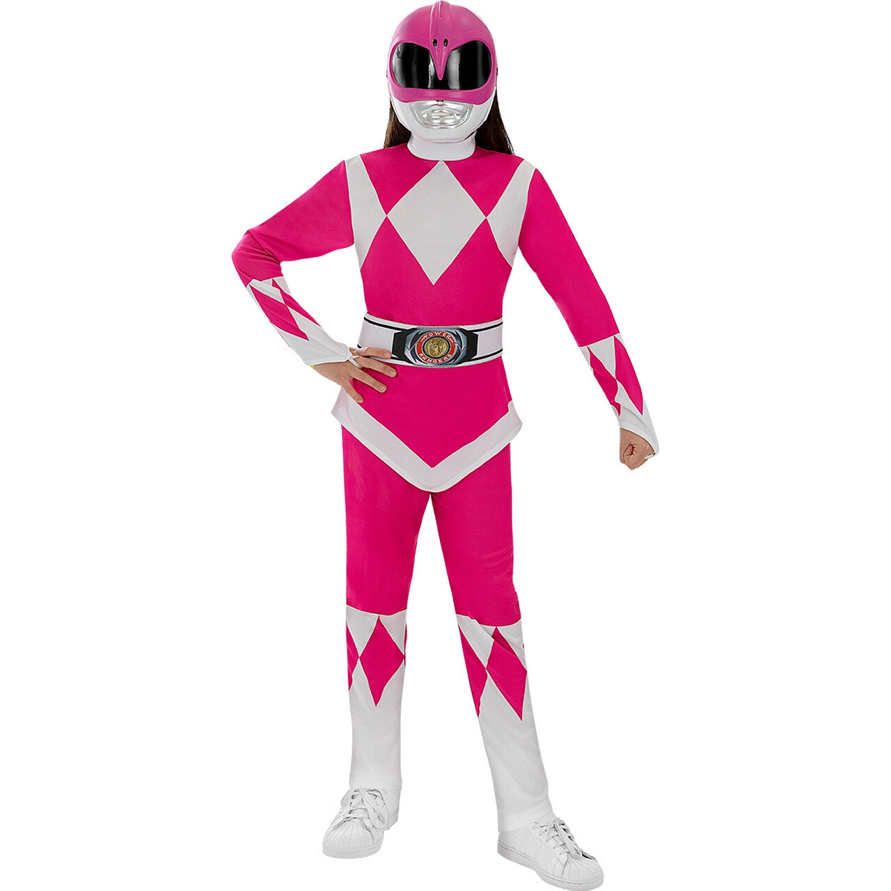 Op deze afbeelding zie je een Kostuums, van het merk Funidelia. Kimberley Roze Power Ranger Kind Kind Kostuum