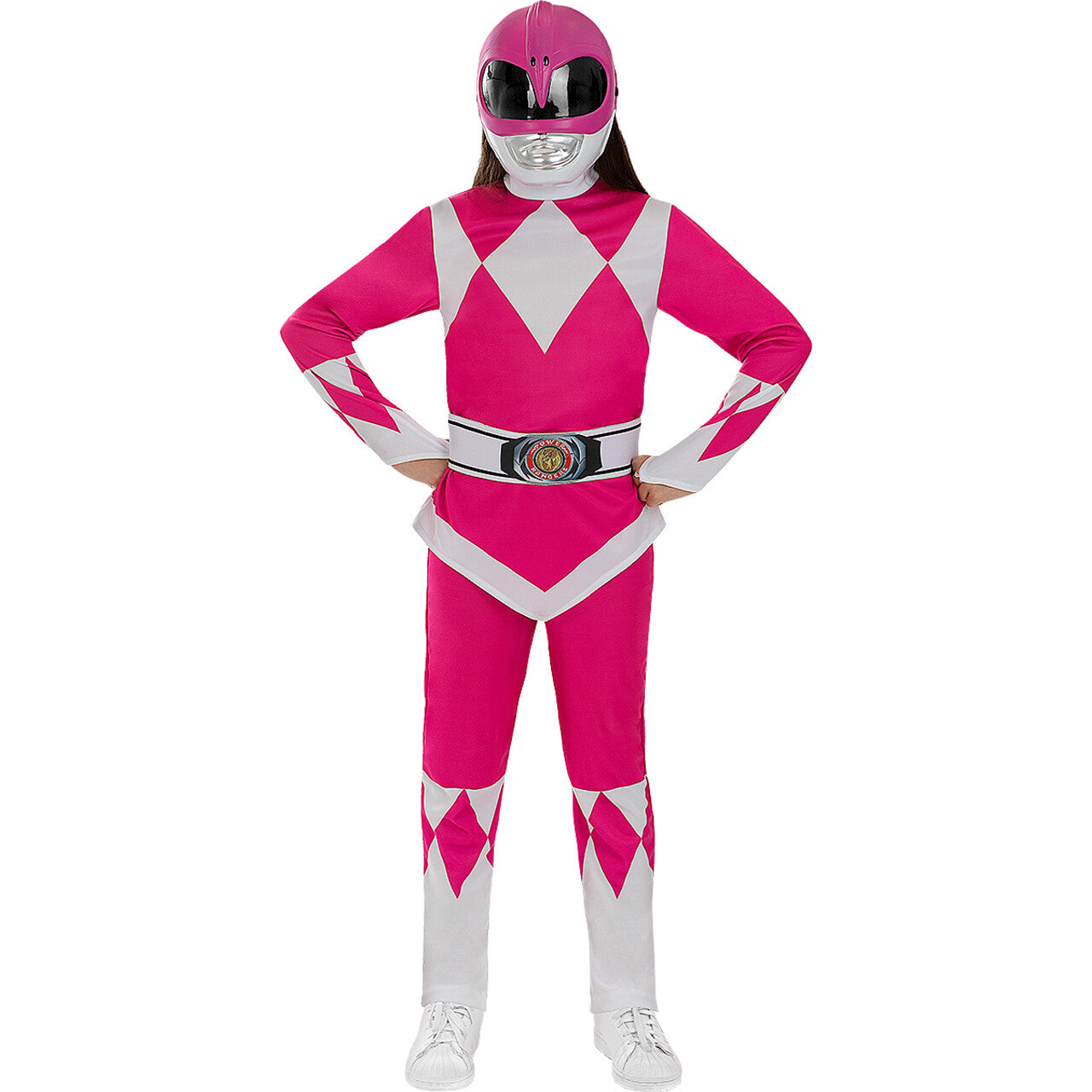 Op deze afbeelding zie je een Kostuums, van het merk Funidelia. Kimberley Roze Power Ranger Kind Kind Kostuum