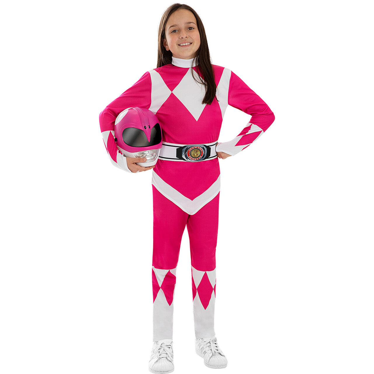 Op deze afbeelding zie je een Kostuums, van het merk Funidelia. Kimberley Roze Power Ranger Kind Kind Kostuum