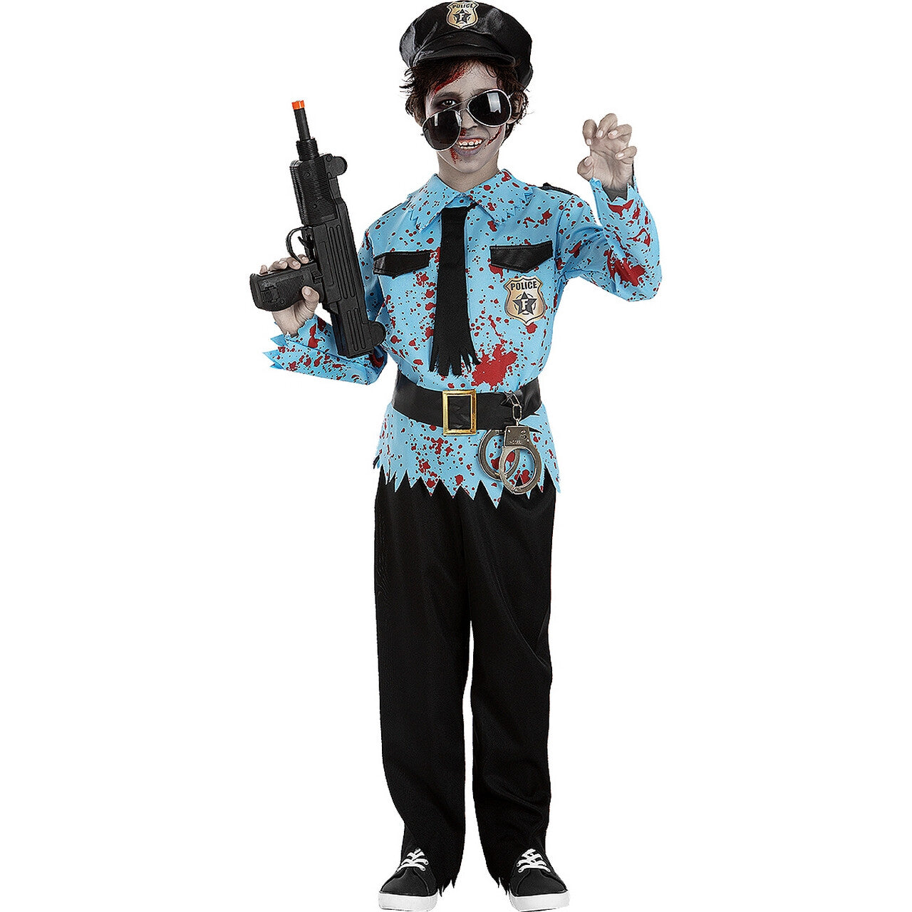 Op deze afbeelding zie je een Kostuums, van het merk Funidelia. Bloederige Politieman Mr Doe Verkeerd Zombie Jongen Kostuum