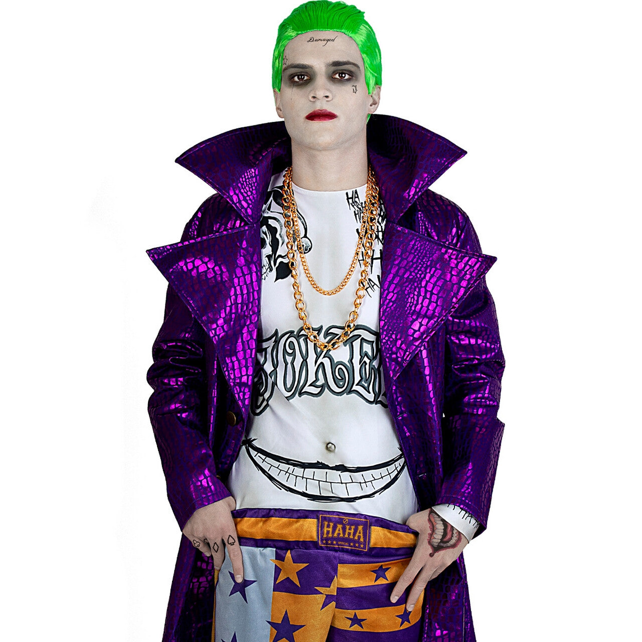 Op deze afbeelding zie je een Kostuums, van het merk Funidelia. Joker Haha Suicide Squad Man Kostuum