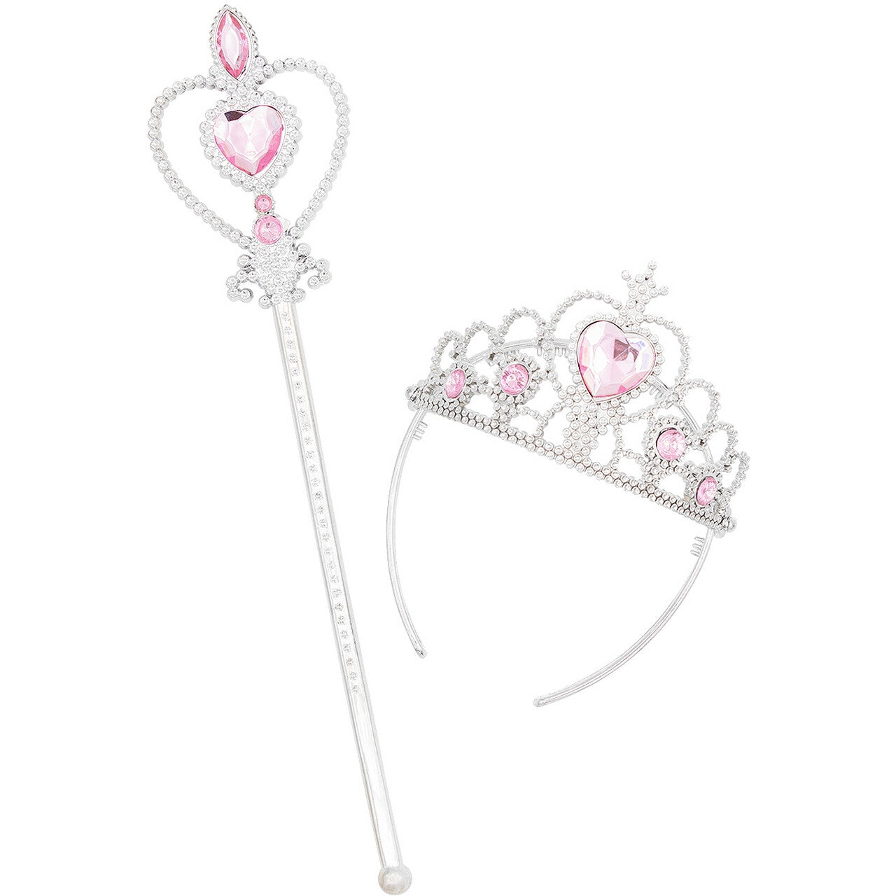 Op deze afbeelding zie je een Accessoires, van het merk Funidelia. Zilver Roze Prinses Set Kroon En Staf