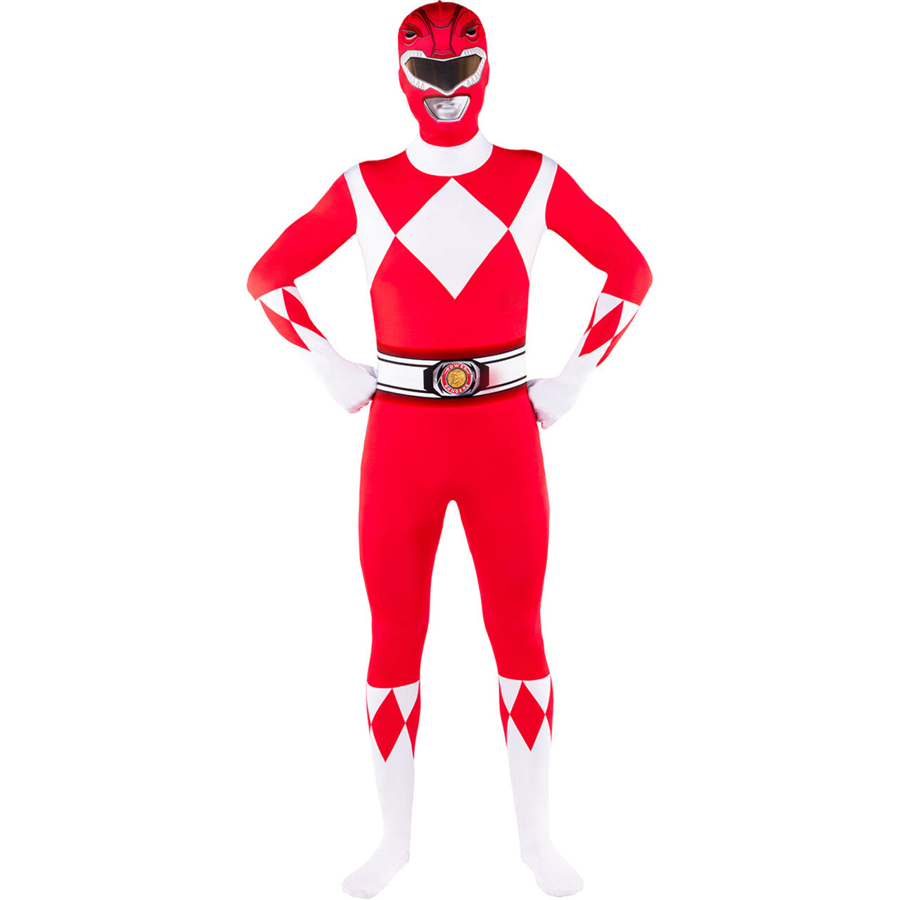 Op deze afbeelding zie je een Kostuums, van het merk Funidelia. Red Power Ranger™ - Second Skin Kostuum