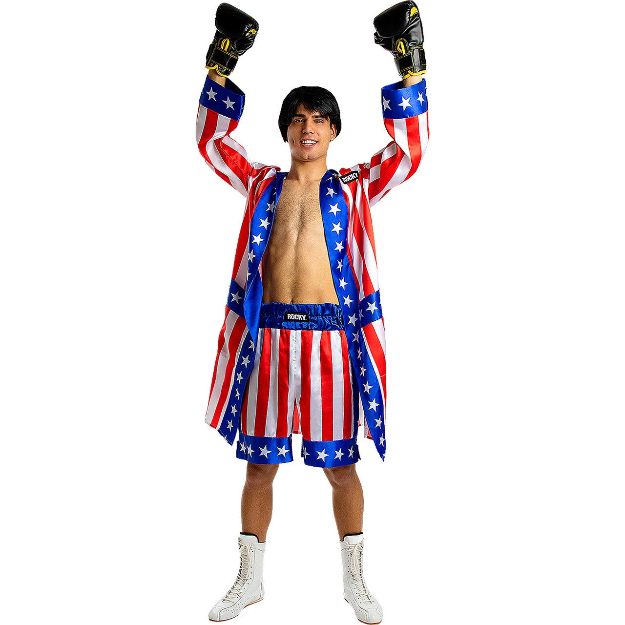 Op deze afbeelding zie je een Kostuums, van het merk Funidelia. Rocky Balboa Jas USA Man