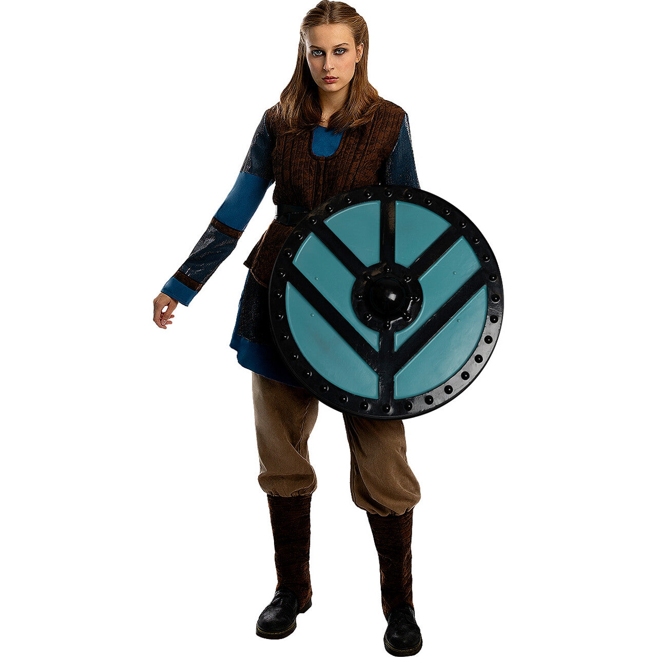 Op deze afbeelding zie je een Kostuums, van het merk Funidelia. Dappere Strijdster Lagertha Van Vikings Vrouw Kostuum