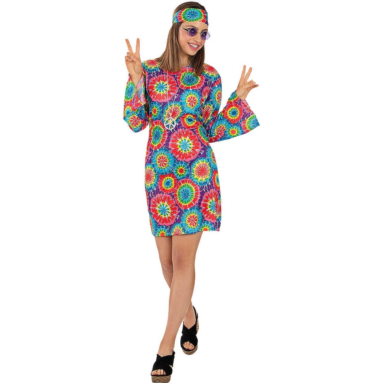 Op deze afbeelding zie je een Kostuums, van het merk Funidelia. 60s Hippie Hanna Vrouw Kostuum