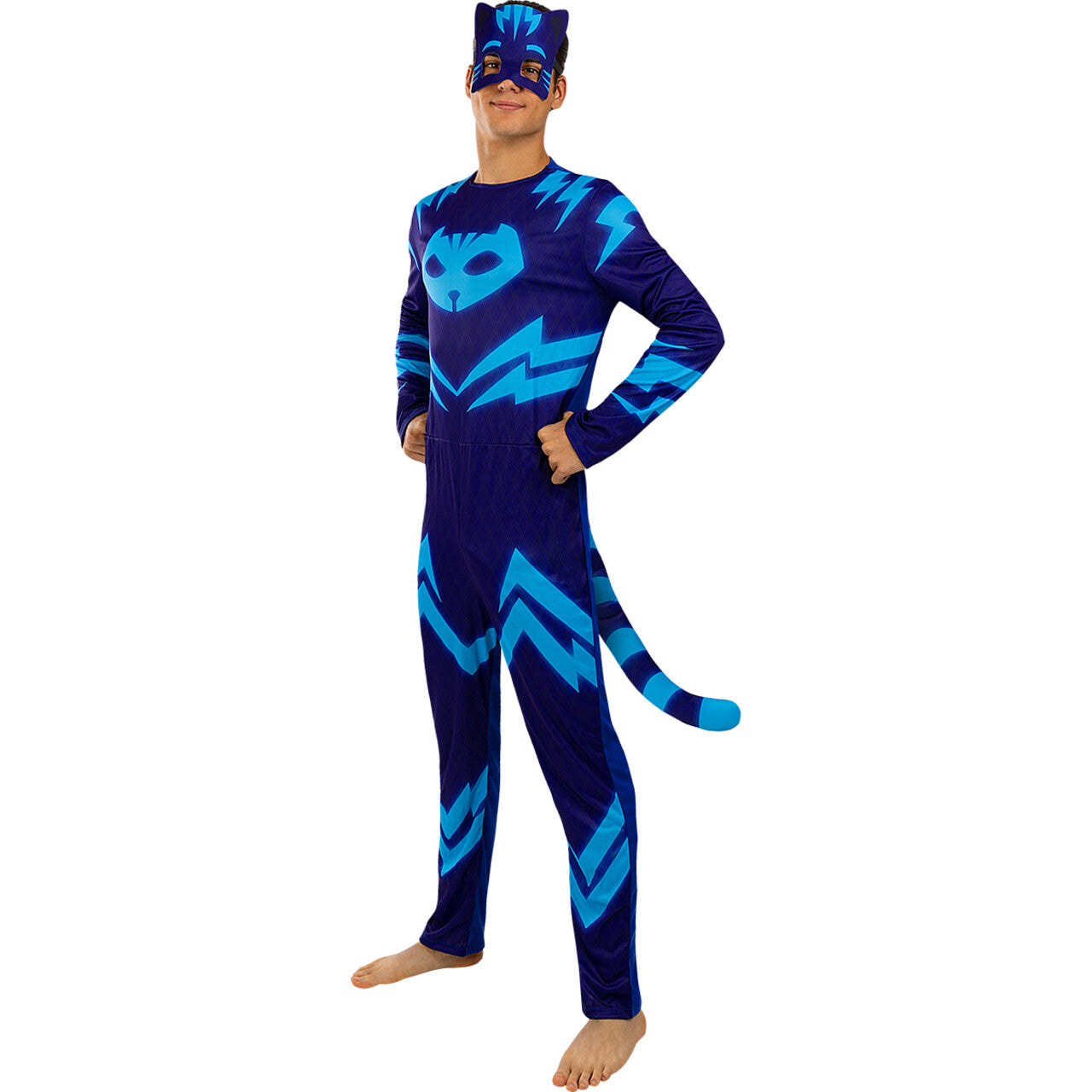 Op deze afbeelding zie je een Kostuums, van het merk Funidelia. Catboy In Pyama Held Man Kostuum