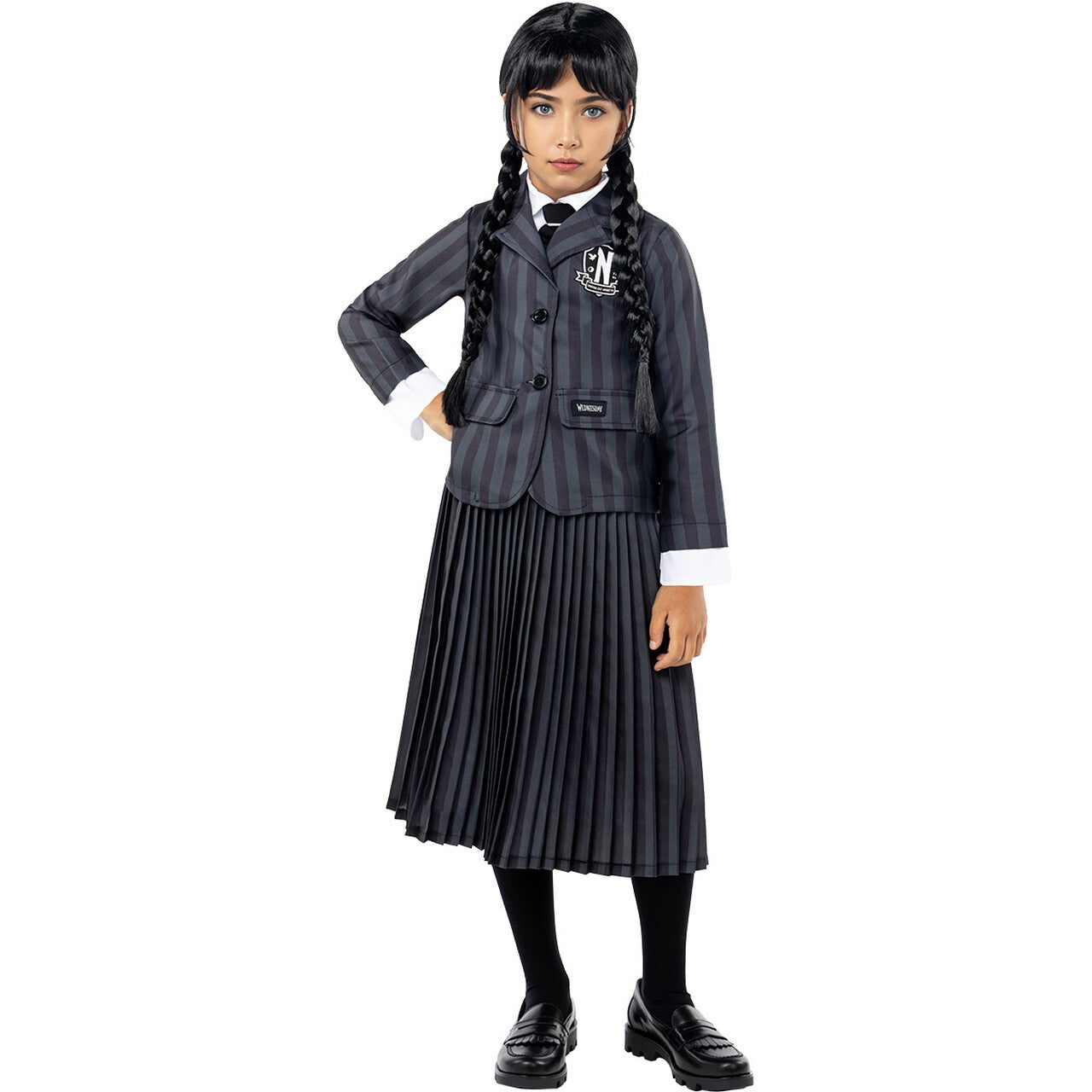 Op deze afbeelding zie je een Kostuums, van het merk Funidelia. Wednesday™ Addams Uniform Costume For Girl Meisje Kostuum