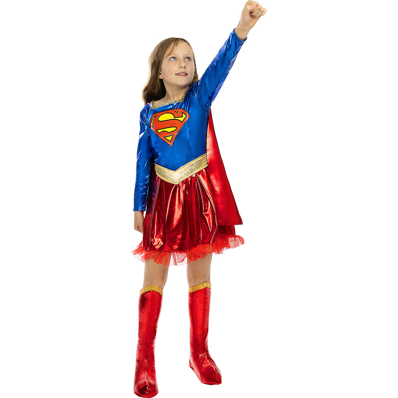 Op deze afbeelding zie je een Kostuums, van het merk Funidelia. Deluxe Superduper Girl Kind Meisje Kostuum