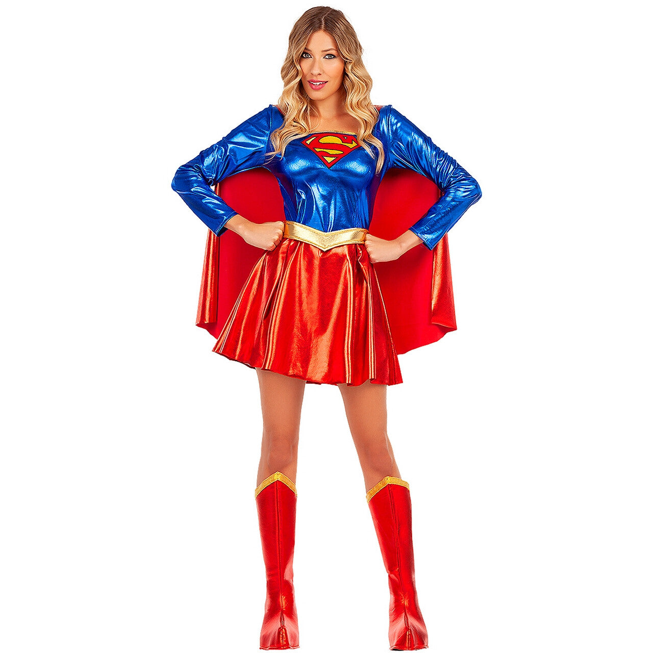 Op deze afbeelding zie je een Kostuums, van het merk Funidelia. Shiny Supergirl Saves The World Vrouw Kostuum