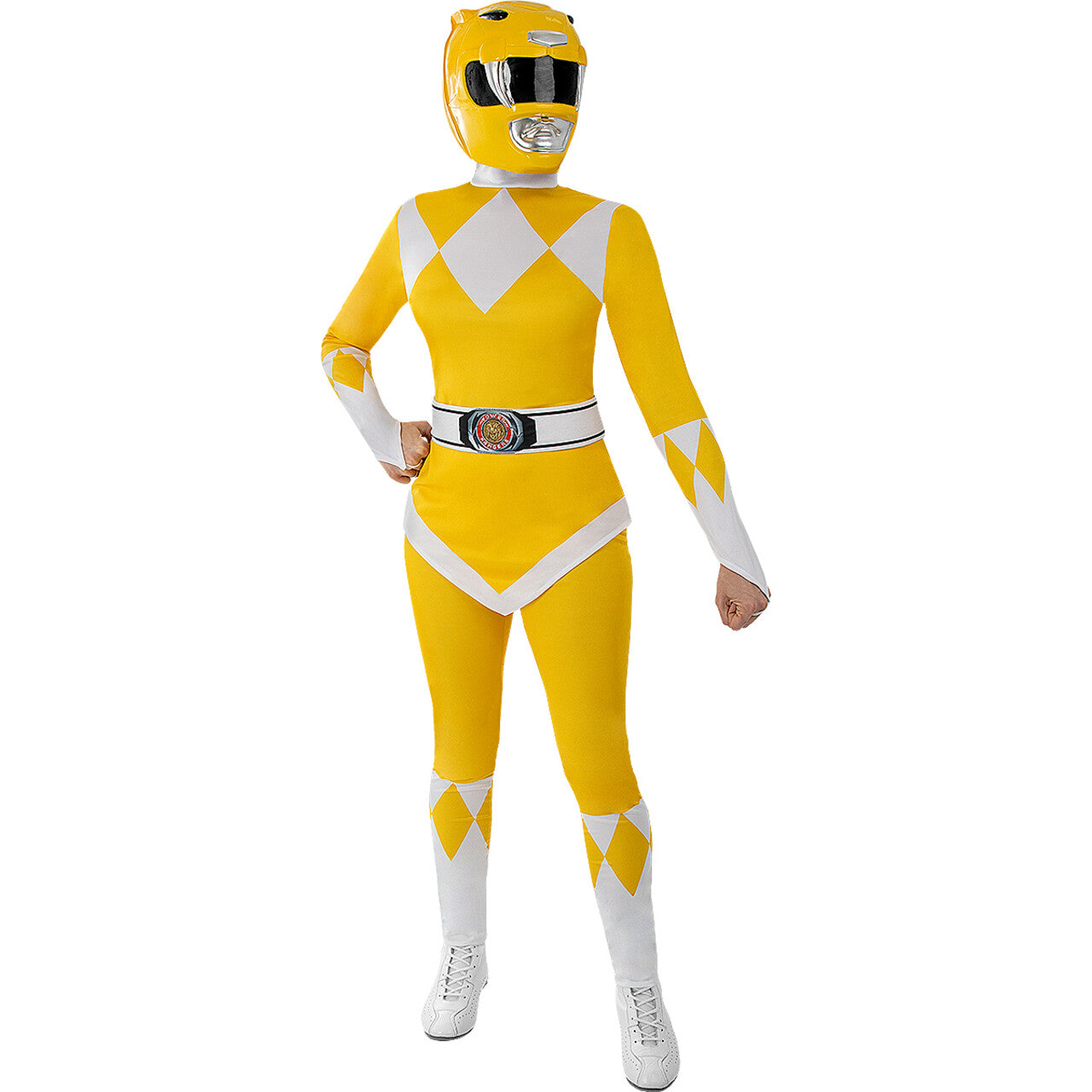 Op deze afbeelding zie je een Accessoires, van het merk Funidelia. Sabeltand Gele Power Ranger Helm