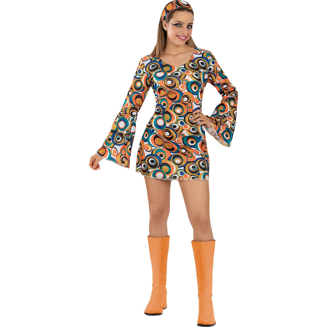 Op deze afbeelding zie je een Kostuums, van het merk Funidelia. Uit De 70s Verdwaald Vrouw Kostuum