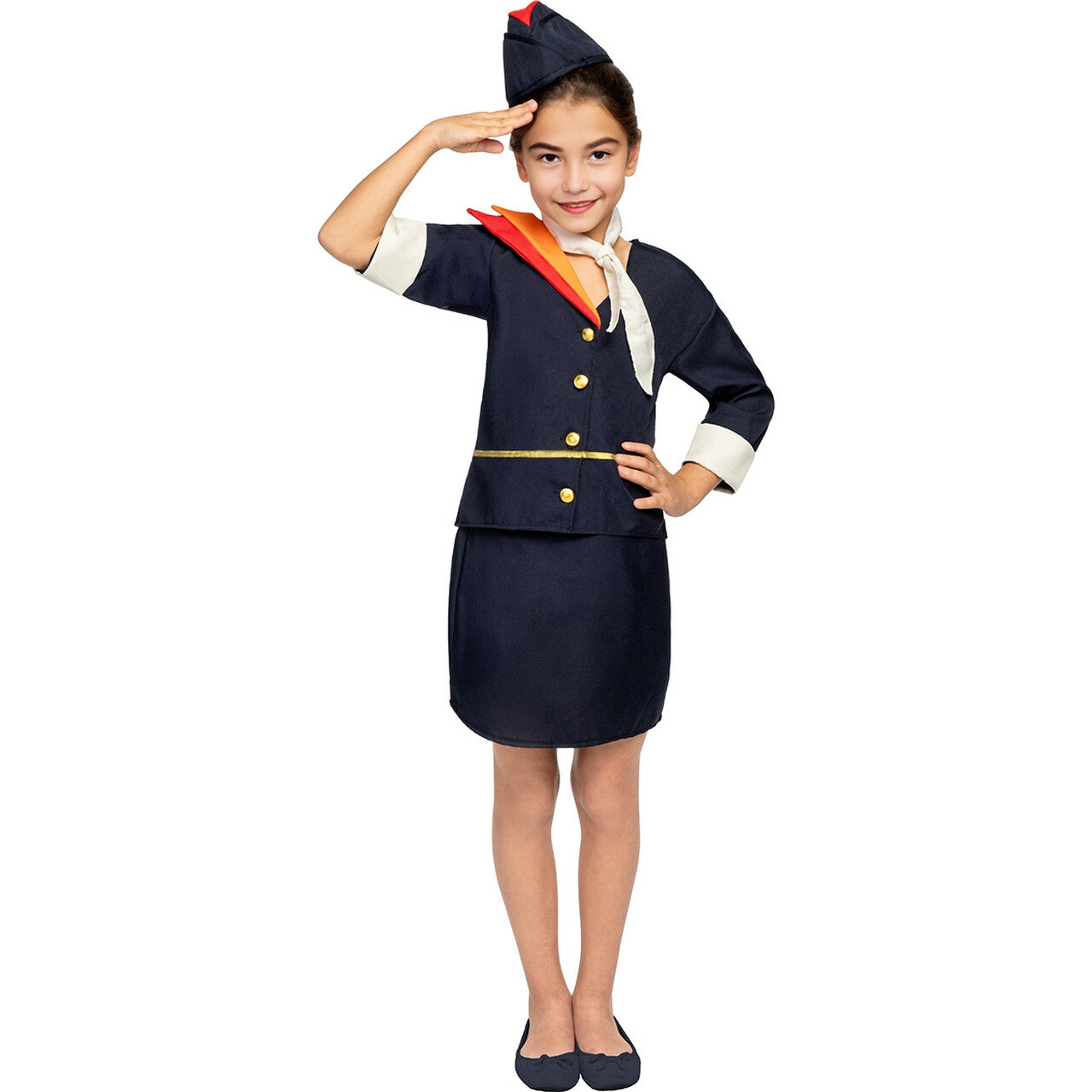 Op deze afbeelding zie je een Kostuums, van het merk Funidelia. Stewardess Maartje Steward Meisje Kostuum