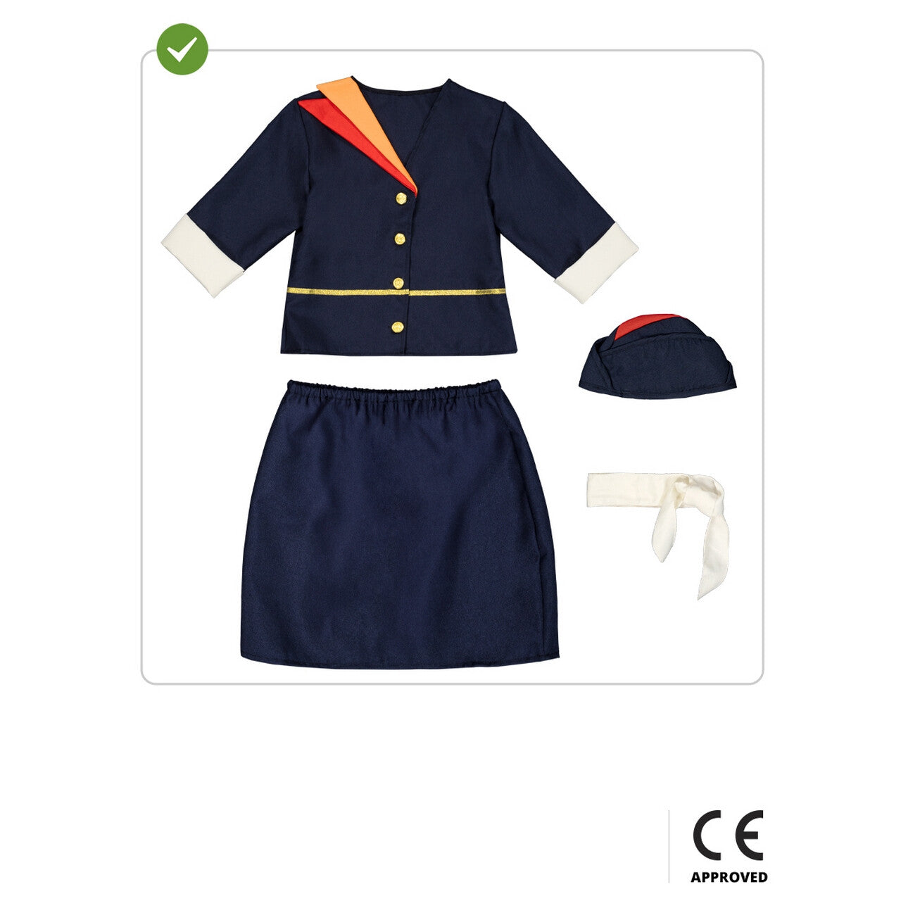 Op deze afbeelding zie je een Kostuums, van het merk Funidelia. Stewardess Maartje Steward Meisje Kostuum