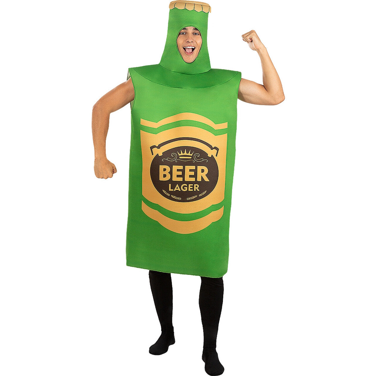 Op deze afbeelding zie je een Kostuums, van het merk Funidelia. Groen Lager Bier Flesje Man Kostuum