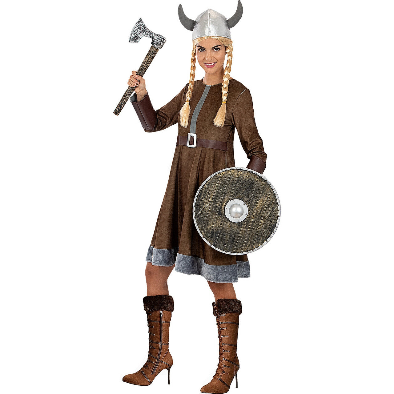 Op deze afbeelding zie je een Kostuums, van het merk Funidelia. Plundervrouw Gevaarlijke Viking Kostuum
