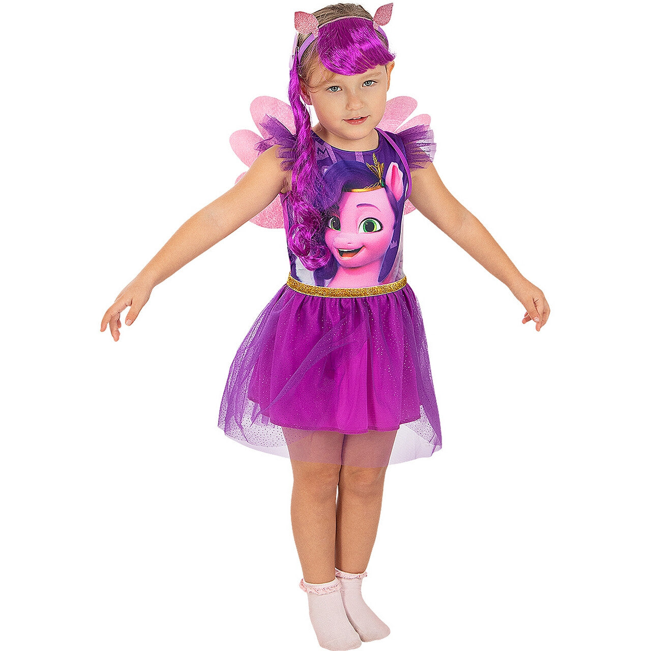 Op deze afbeelding zie je een Kostuums, van het merk Funidelia. My Little Pony Paarse Pipp Petals Meisje Kostuum