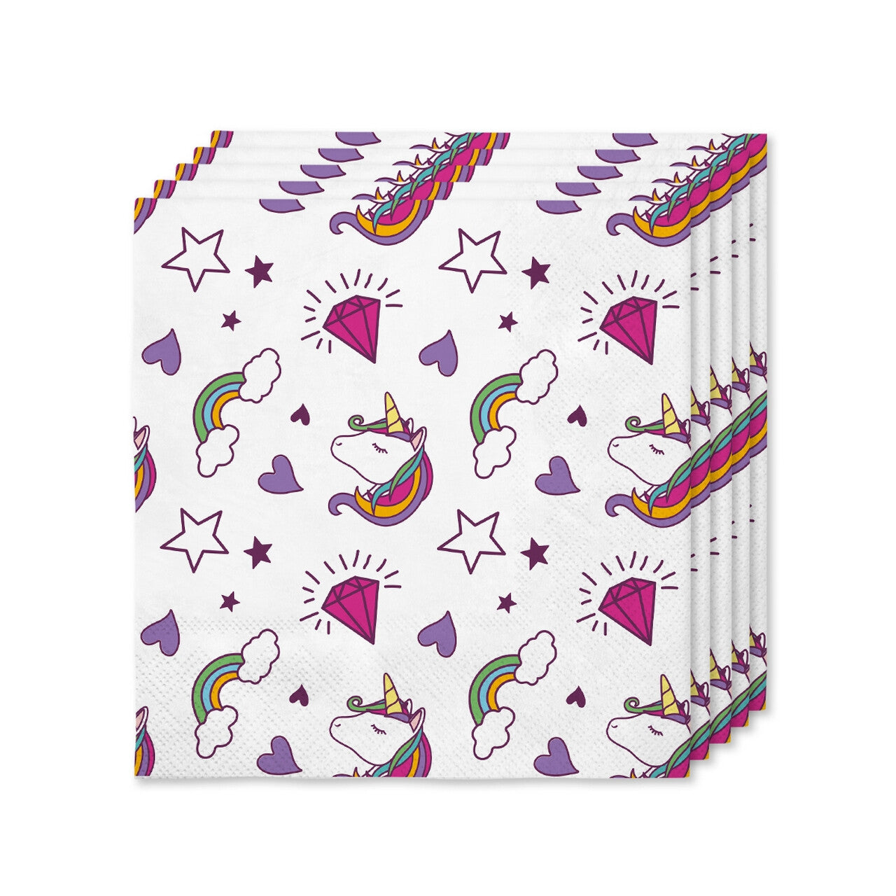 Op deze afbeelding zie je een Decoratie, van het merk Funidelia. 16 Fantasie Eenhoorn Servetten 33x33cm