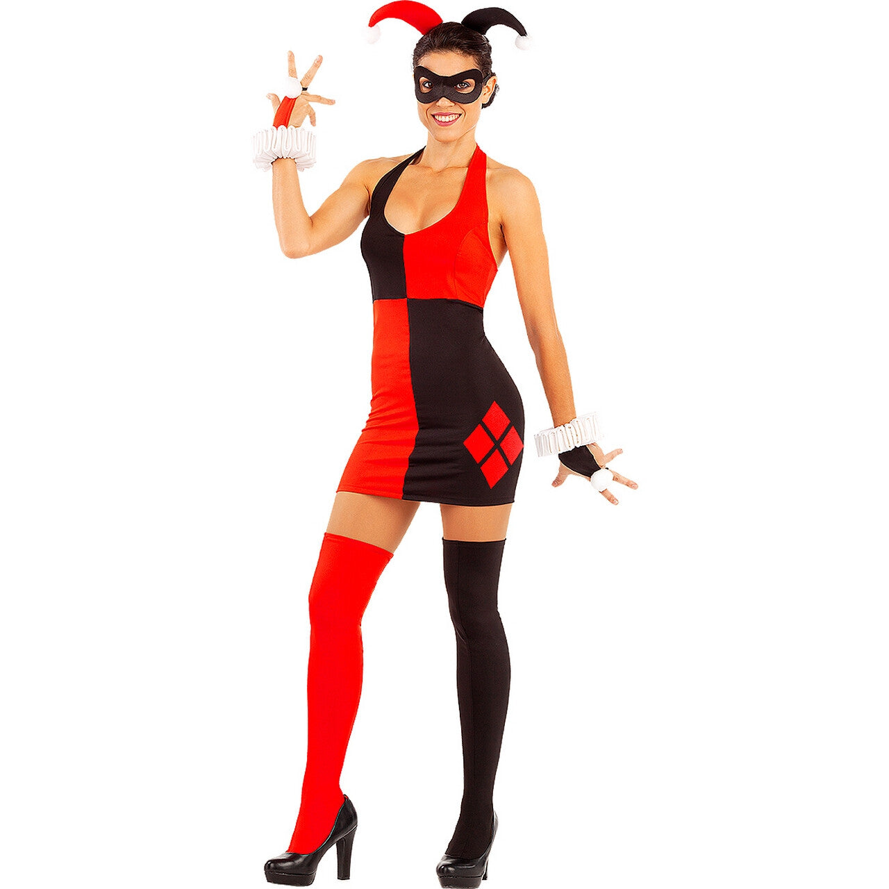 Op deze afbeelding zie je een Kostuums, van het merk Funidelia. Sexy Harley Quinn Rood Zwart Vrouw Kostuum