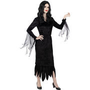 Op deze afbeelding zie je een Kostuums, van het merk Funidelia. Matriarch Morticia Frump Addams Vrouw Kostuum