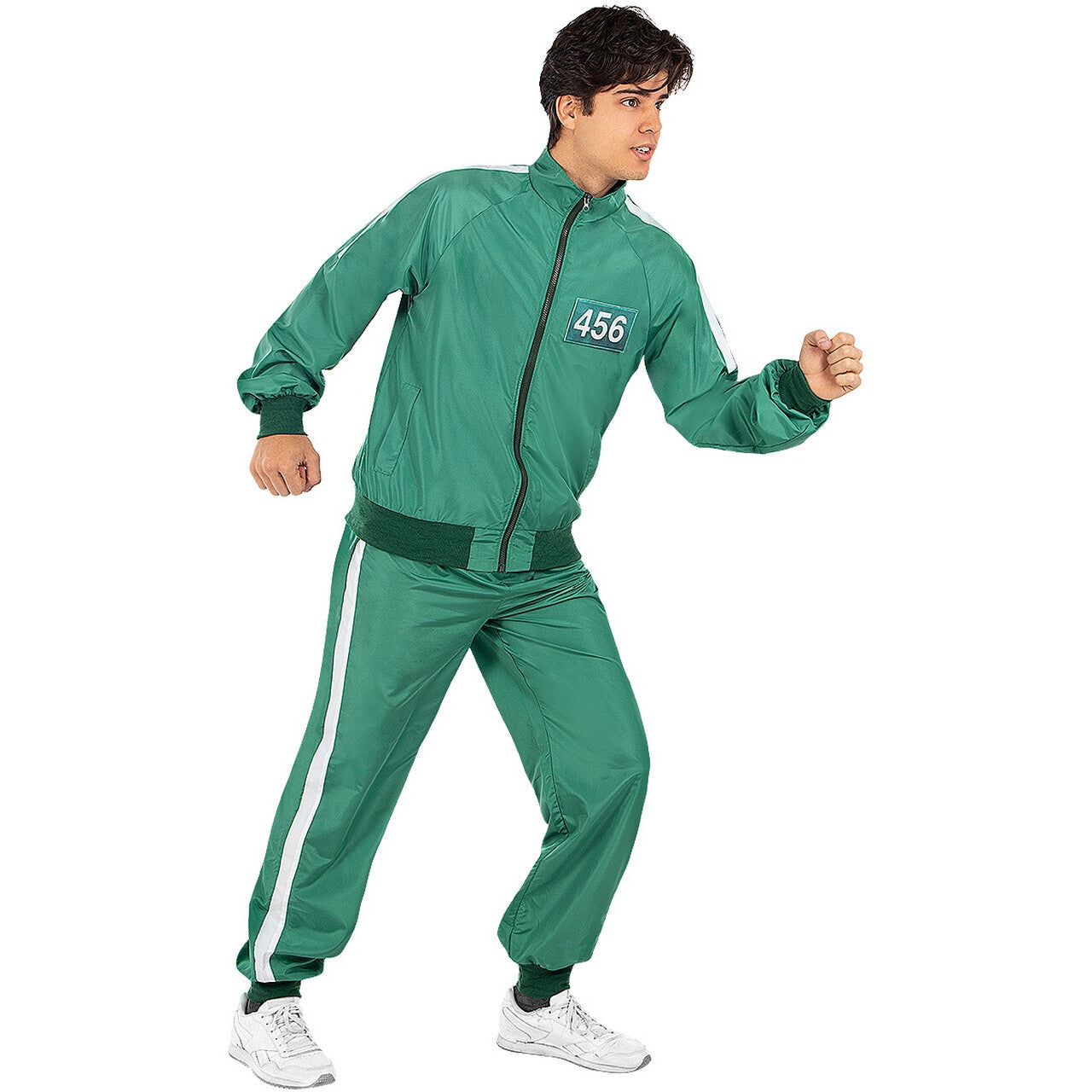 Op deze afbeelding zie je een Kostuums, van het merk Funidelia. Groene Squid Game 456 Trainingspakofficial Netflix Kostuum