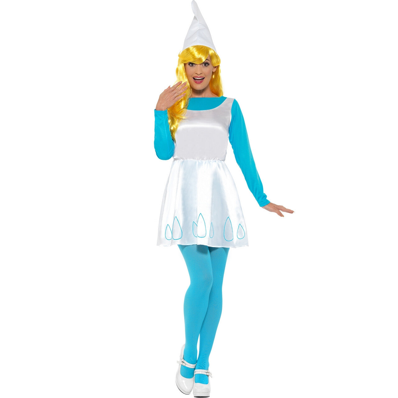 Op deze afbeelding zie je een Kostuums, van het merk Funidelia. Smurftastische Smurfette Vrouw Kostuum