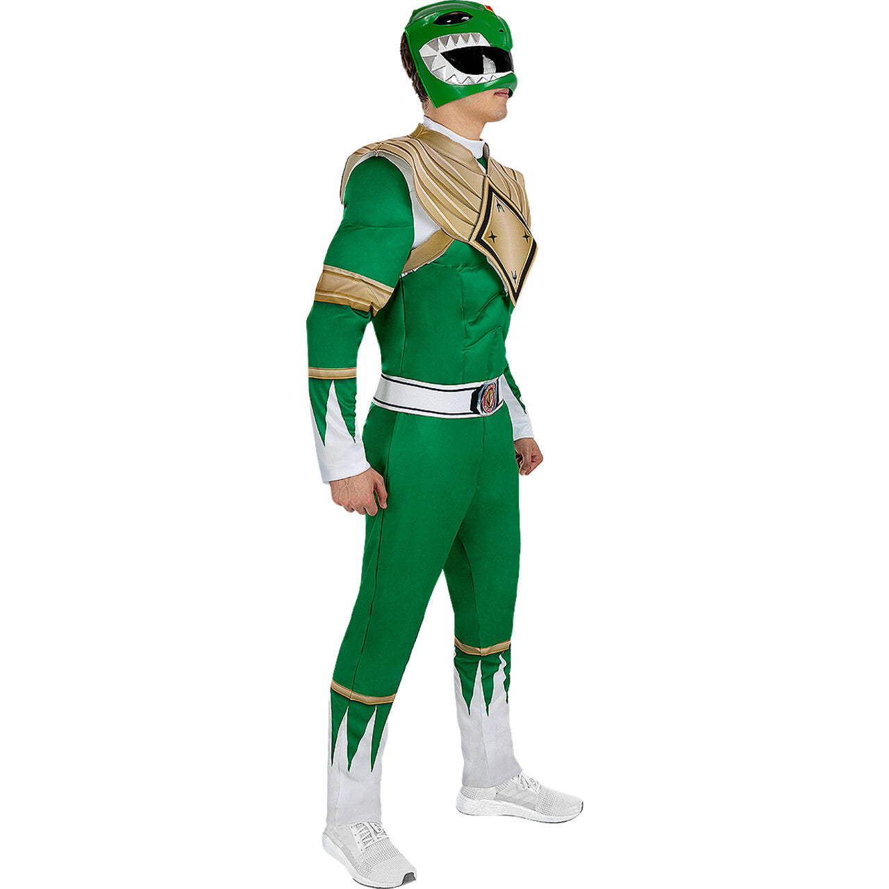 Op deze afbeelding zie je een Kostuums, van het merk Funidelia. Groene Dino Power Ranger Tommy Man Kostuum
