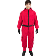 Op deze afbeelding zie je een Kostuums, van het merk Funidelia. Rode Overall Casa De Squid Kostuum