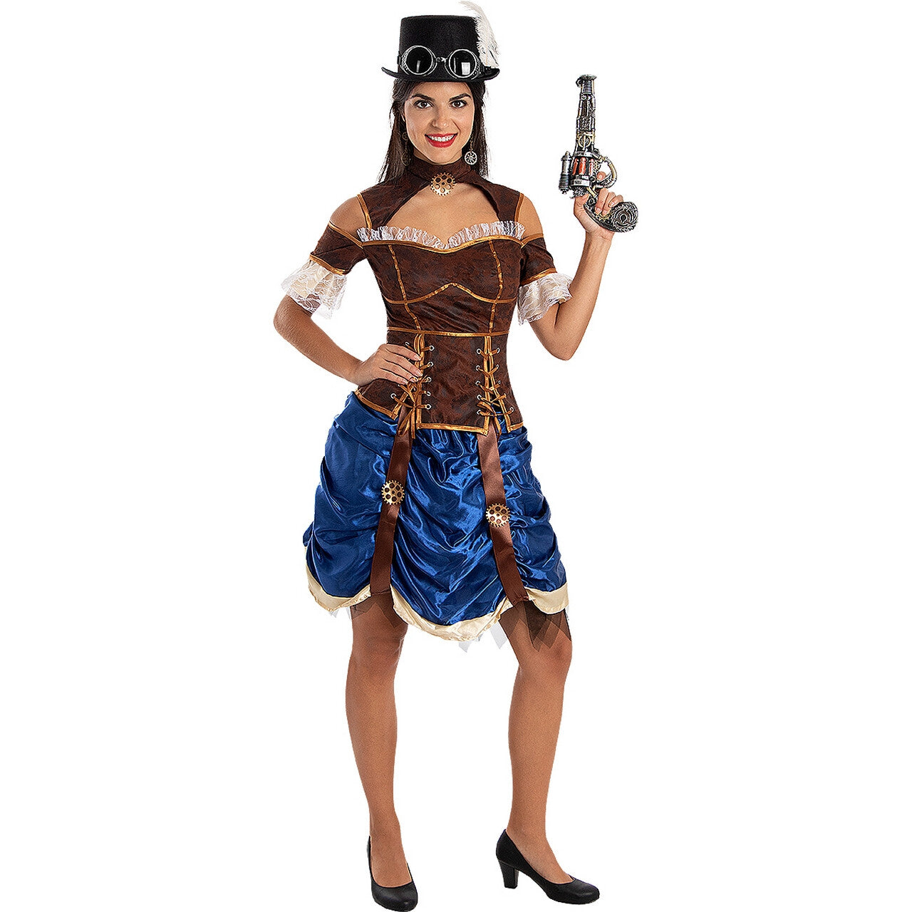 Op deze afbeelding zie je een Kostuums, van het merk Funidelia. Steamy And Hot Samantha Steampunk Vrouw Kostuum