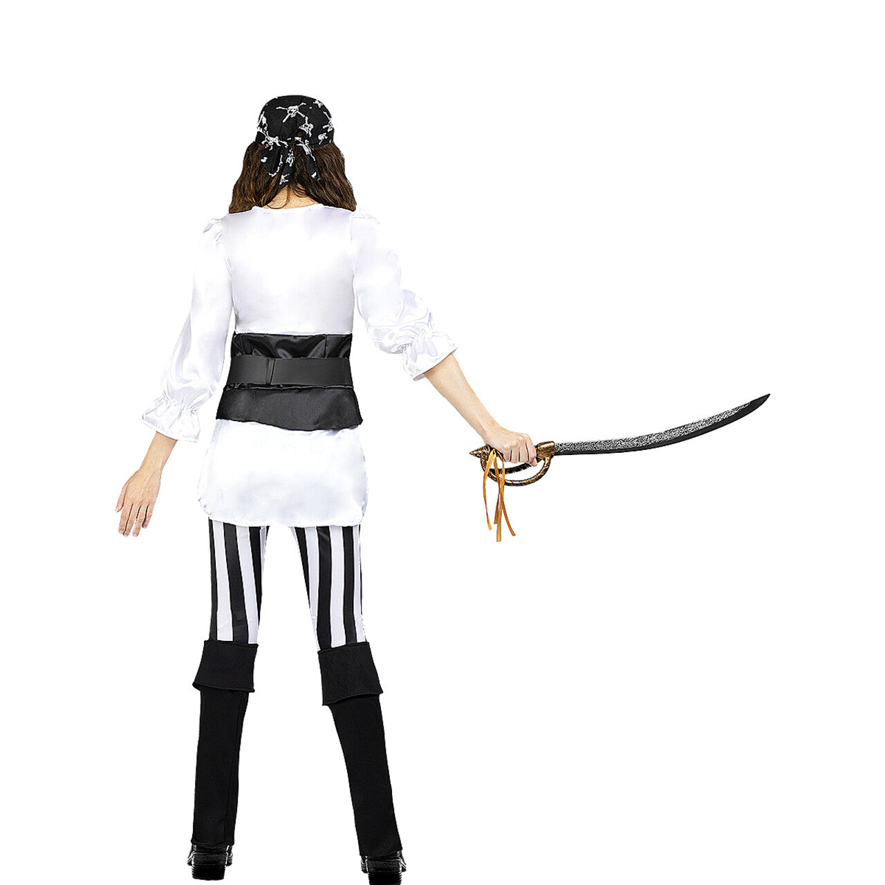 Op deze afbeelding zie je een Kostuums, van het merk Funidelia. Onverschrokken Zwart-Wit Gestreept Piraten Vrouw Kostuum