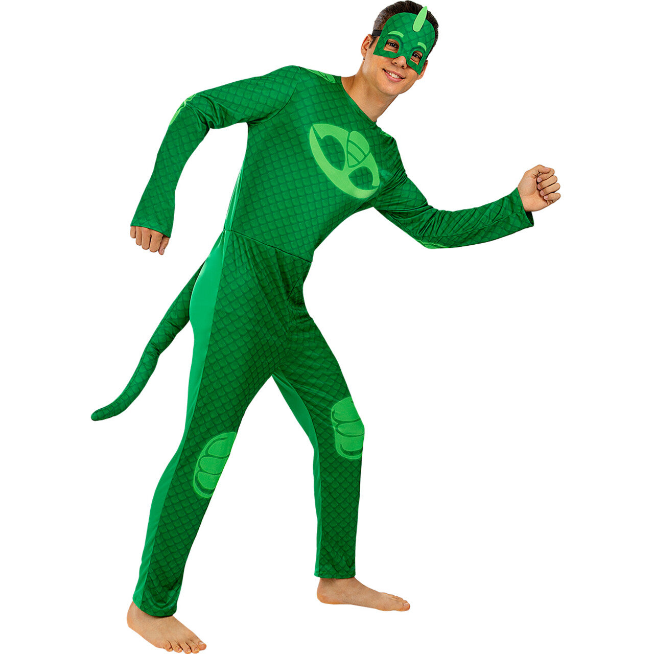 Op deze afbeelding zie je een Kostuums, van het merk Funidelia. Gekkoheld In Pyama Held Man Kostuum