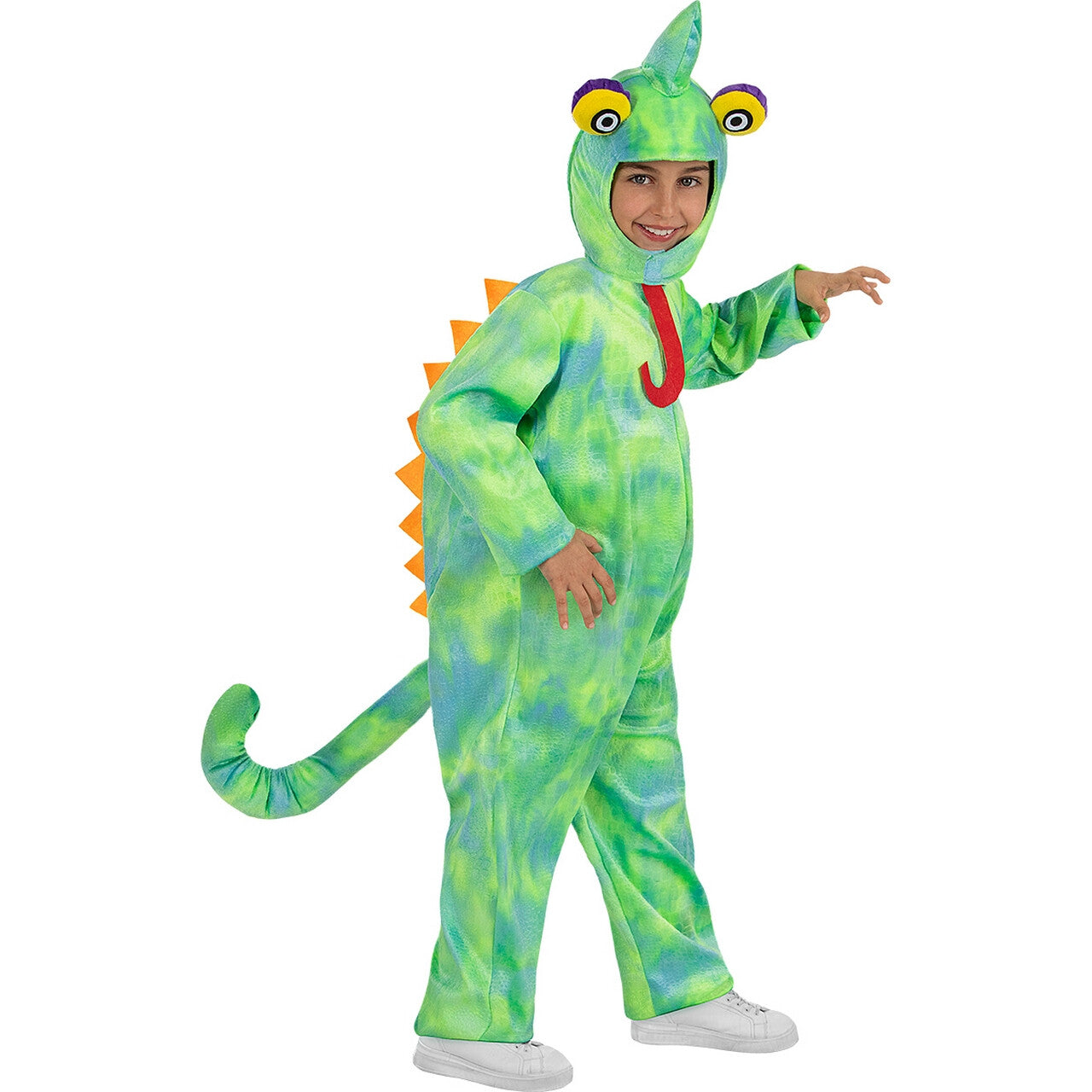Op deze afbeelding zie je een Kostuums, van het merk Funidelia. Keurige Kleurrijke Kameleon Kind Kind Kostuum