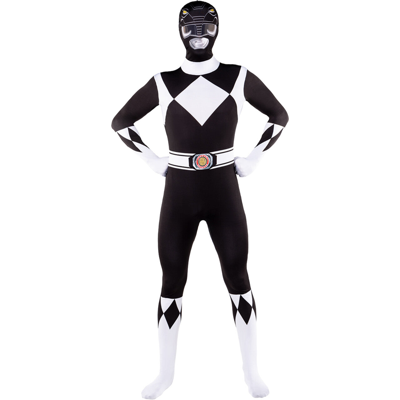 Op deze afbeelding zie je een Kostuums, van het merk Funidelia. Black Power Ranger™ - Second Skin Kostuum