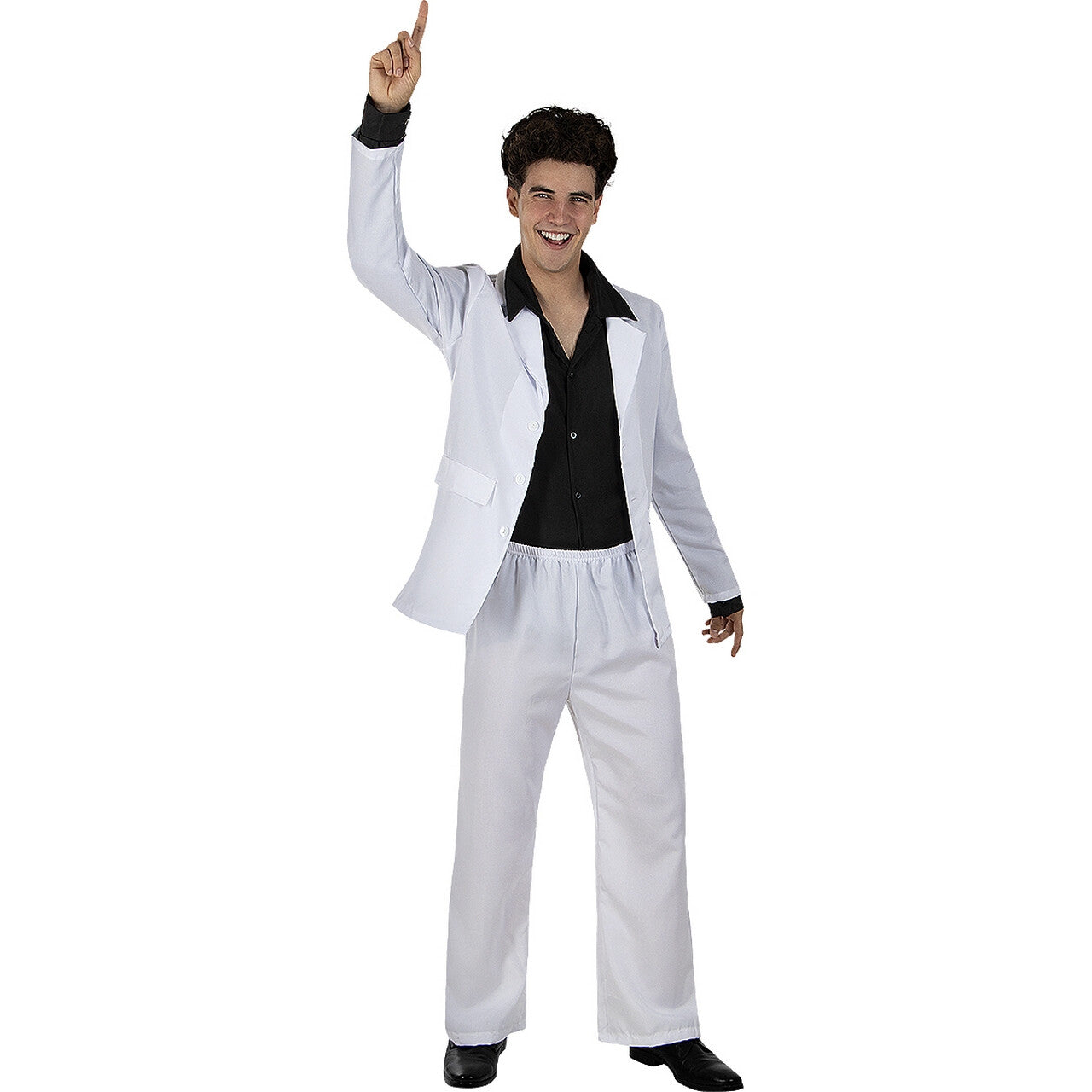 Op deze afbeelding zie je een Kostuums, van het merk Funidelia. 70s White Disco Man Kostuum