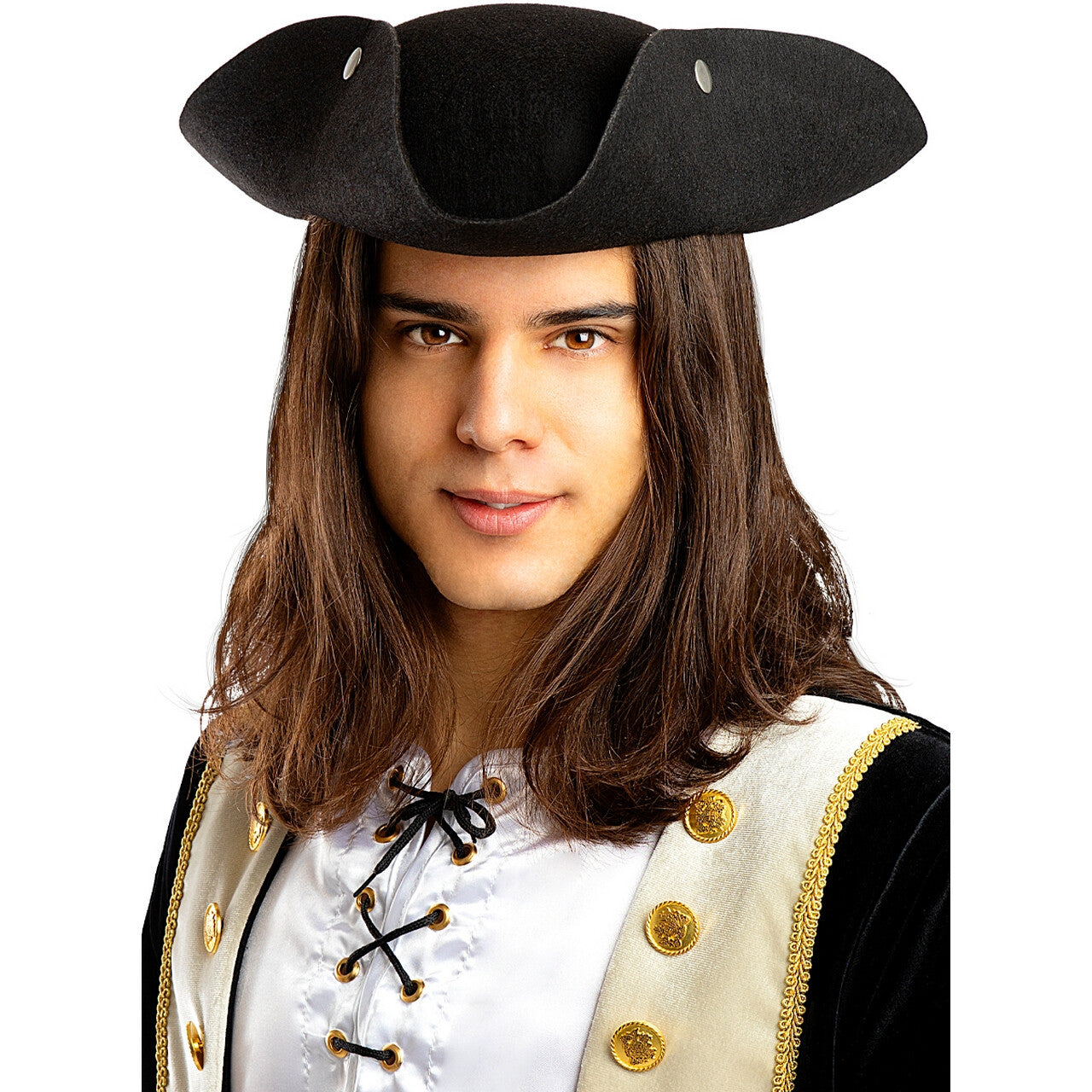 Op deze afbeelding zie je een Accessoires, van het merk Funidelia. Zwarte Driesteek Hoed Piraat