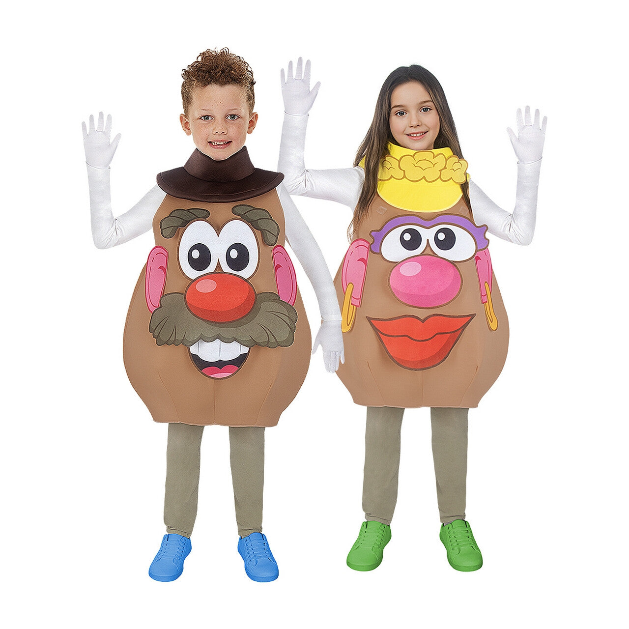 Op deze afbeelding zie je een Kostuums, van het merk Funidelia. Meneer Of Mevrouw Krieltjes Hoofd Kind Kostuum