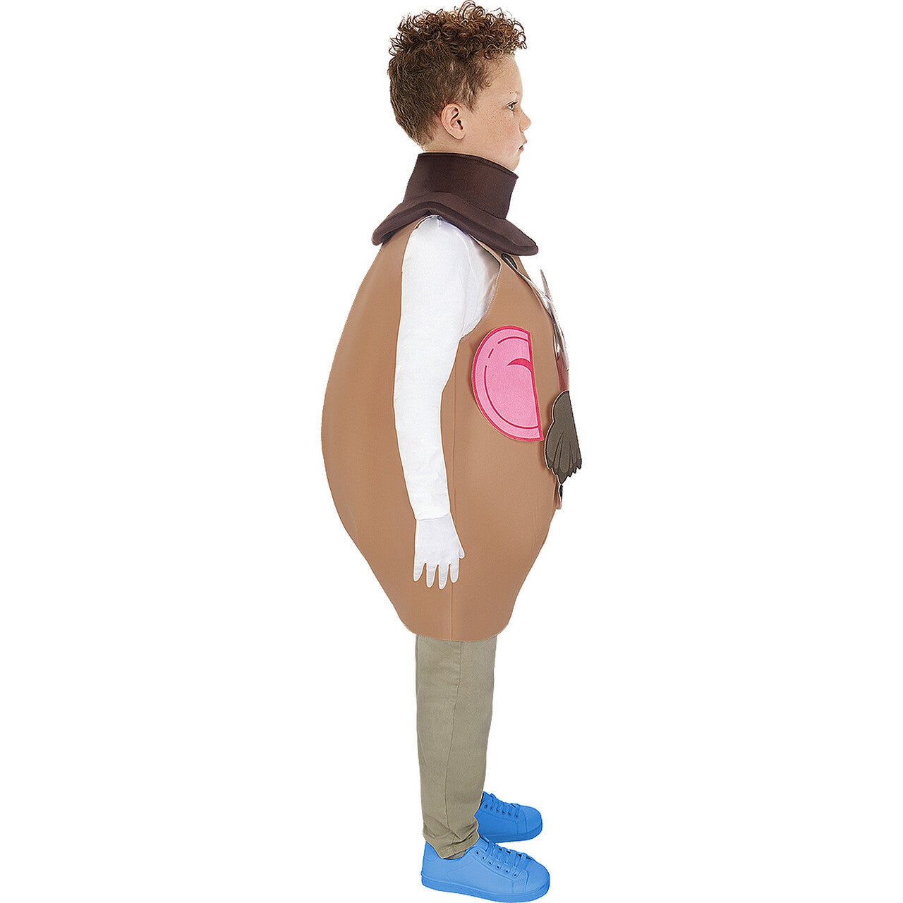 Op deze afbeelding zie je een Kostuums, van het merk Funidelia. Meneer Of Mevrouw Krieltjes Hoofd Kind Kostuum