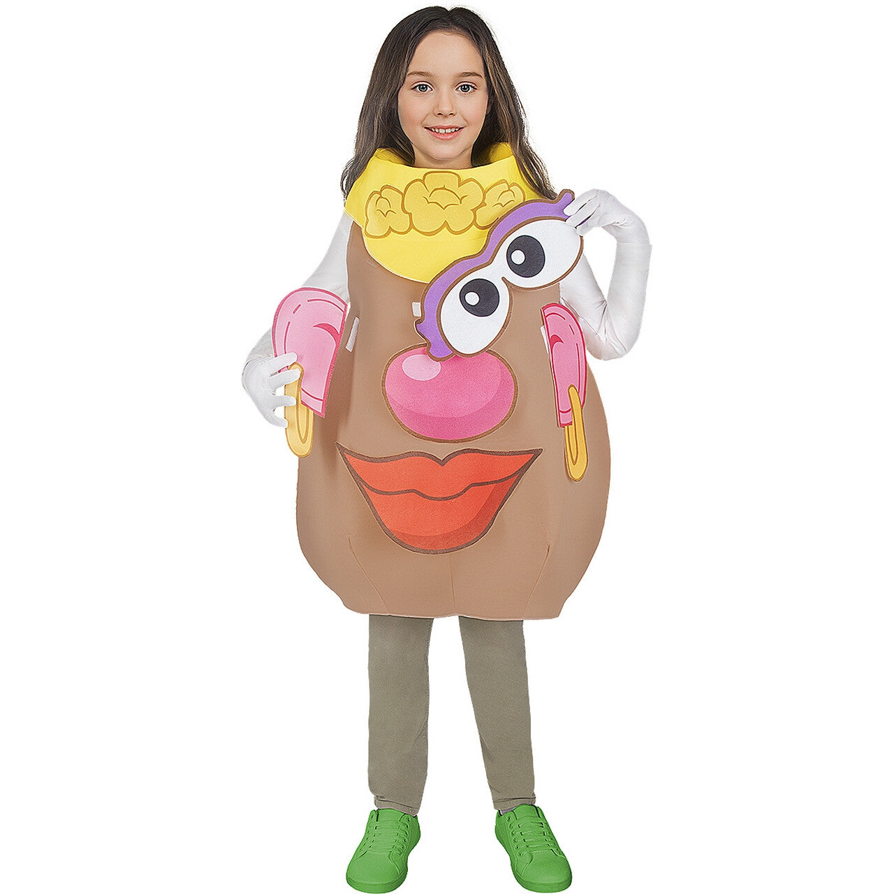 Op deze afbeelding zie je een Kostuums, van het merk Funidelia. Meneer Of Mevrouw Krieltjes Hoofd Kind Kostuum
