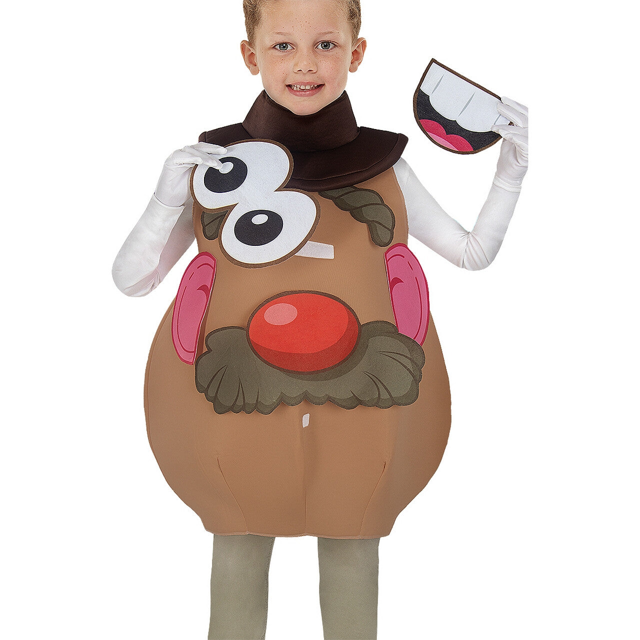 Op deze afbeelding zie je een Kostuums, van het merk Funidelia. Meneer Of Mevrouw Krieltjes Hoofd Kind Kostuum