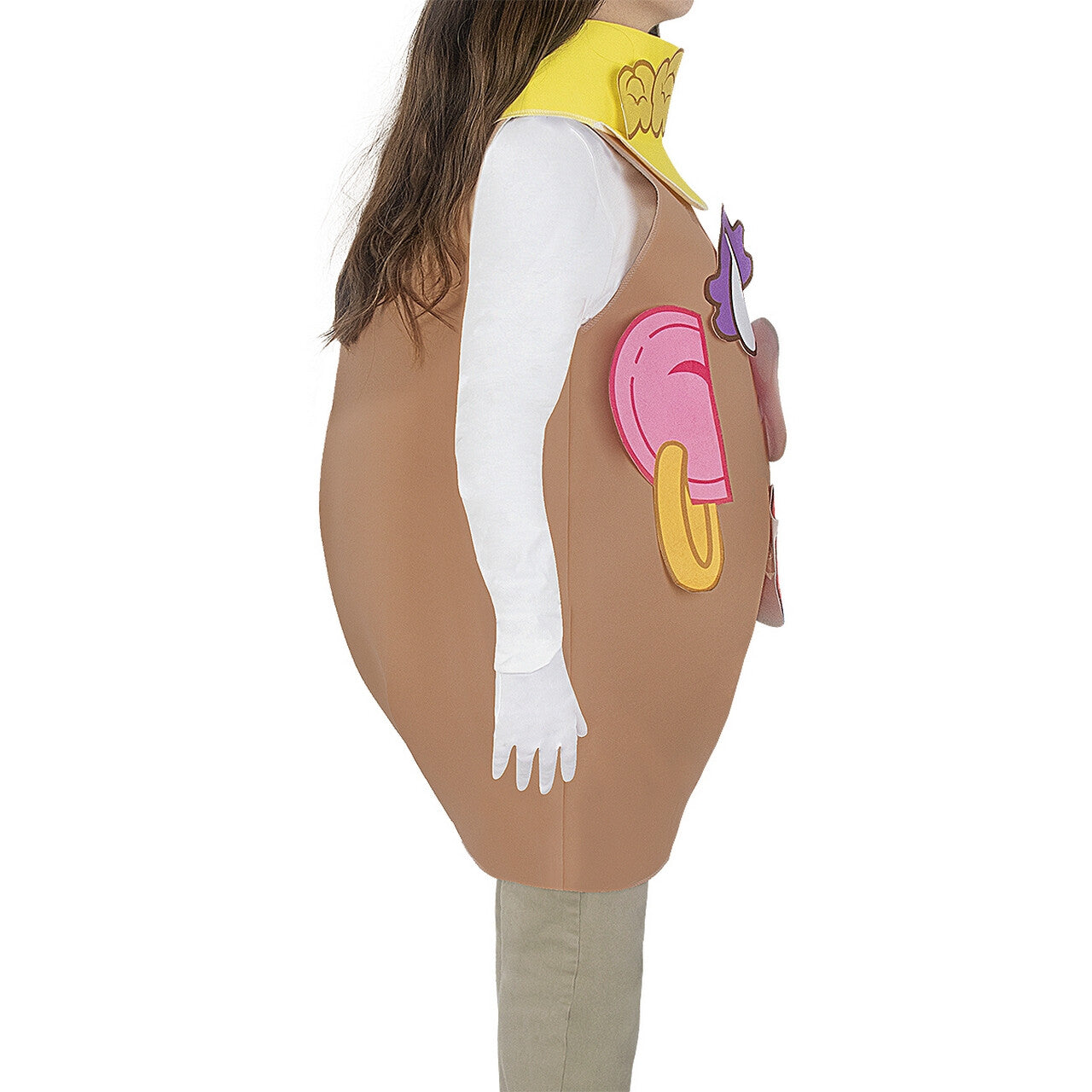 Op deze afbeelding zie je een Kostuums, van het merk Funidelia. Meneer Of Mevrouw Krieltjes Hoofd Kind Kostuum